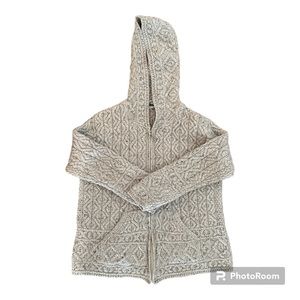 Aran Crafts Women's Soft Cable Knit Honeycomb Hood Cardigan (100% Merino Wool)